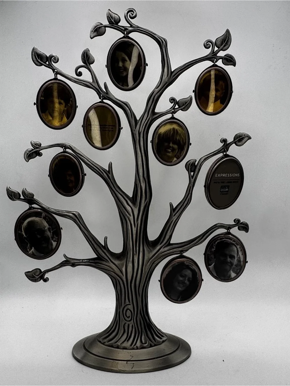 Vintage Tree Photo Frame Holder 10 Oval Frames Family Memory Display